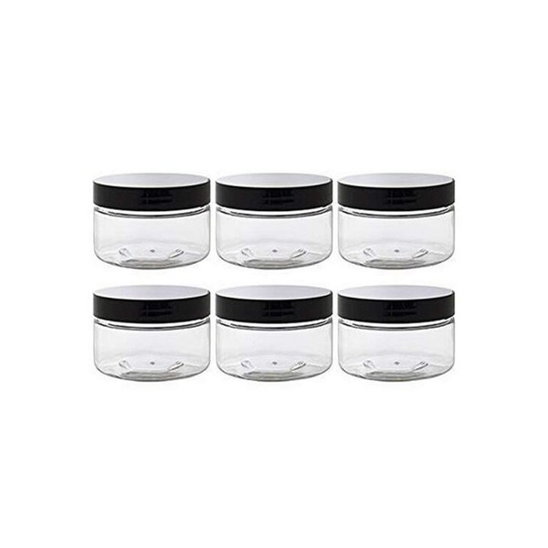 10Pcs 50g 50ml/1.8oz Round Empty Refillable Clear Plastic Jars Pot With Black Screw Lids For Toners Lip Balms Lotion Cream Cosmetic Samples Powder Makeup Storage Eye Shadow Container