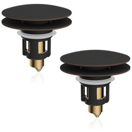 iFealClear - Juego de 2 tapones universales para fregadero de baño, colador de drenaje desplegable con cesta para captar el cabello, apto para lavabo de 1.1 a 2.3 pulgadas, tapón de drenaje de lavabo