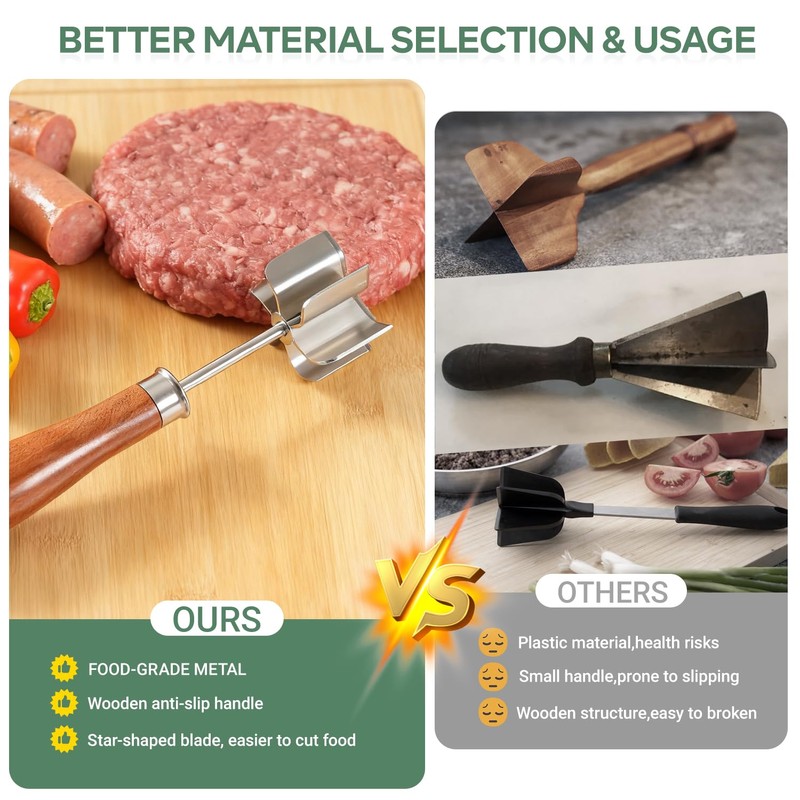 Stainless Steel Meat Chopper & Masher - Heavy Duty 6