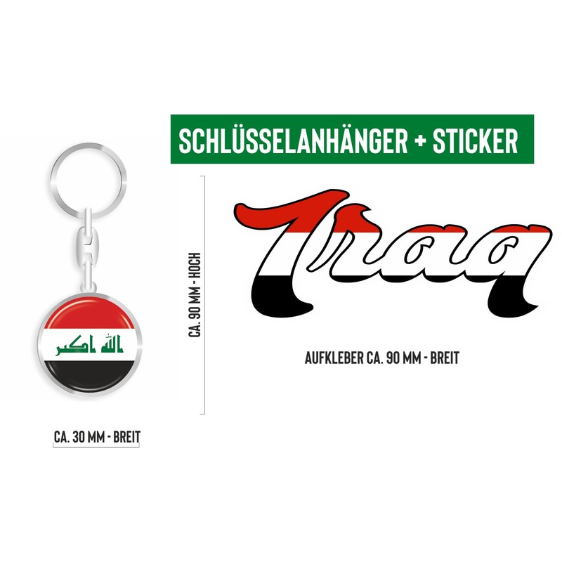 daged Iraq Metal Key Ring 3D Effect + Sticker -