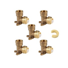 (Pack of 5) EFIELD 1/2" Push Fit X 1/2" FEMALE NPT DROP EAR ELBOWS NSF ANSI61 Lead Free WITH A DISCONNECT CLIP-5 Pieces