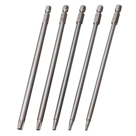 Saipor 5 Piece Set of 5 150mm Torx Star Screw Bit Set, Magnetic Torx Bit T10-T30 Screwdriver Bit, S2 Alloy Steel, 0.25 inch (6.35 mm) Hex Shank, Hollow Torx Head, Drill Bit Tool, For Electric Hand Drivers