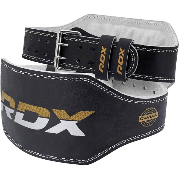 RDX Weight Lifting Belt, 6 Inches Cowhide Leather Weight Lifting Belt, 10 Adjustable Holes, Lumbar Back Support Lifting Belt, Bodybuilding Powerlifting Fitness Gym Strength Training, Men and Women