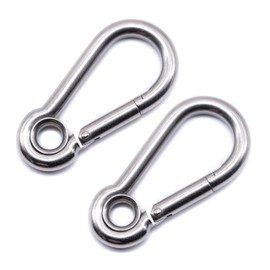 J Clarke Marine Pack of 2 - Carabiner snap hook with eyelet 316 A4 stainless steel 50mm, 60mm, 70mm, 80mm, 100, 120mm, 140mm (4mm x 40mm)