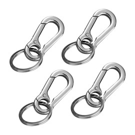 Jagowa 4-Piece Metal Key Ring Set with Rotating Carabiner Clips - Perfect for Hiking & Car Keys, Great for Men & Women.