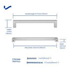 LONTAN 10 Pack Kitchen Cabinet Handles 160mm Cupboard Door Handles Stainless Steel Brushed Nickel Drawer Pulls for Wardrobe Cabinet Suitable for Bathroom, Bedroom, Living Room