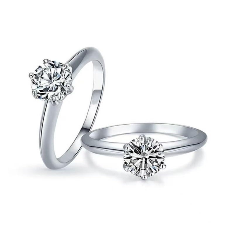 ShiKeWei White Gold Plated Adjustable Women's Ring - 1 Carat