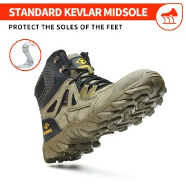 Men's Steel Toe Safety Shoes, Microfiber Upper Rubber Sole, Comfortable Breathable Wear Resistant Work ShoesColor: Green, US Size: 8