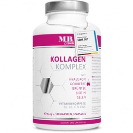 180 Collagen Capsules High Dose 1000 mg with Hyaluron, Goji Berry, Biotin and Zinc from Pasture Bovine Collagen Hydrolyzate Including Selenium, Vitamin C, B2 and B3. The Alternative to Collagen Powder