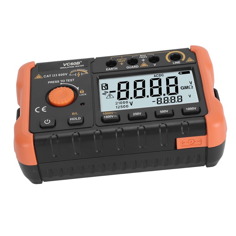 Insulation Resistance Tester Megohmmeter Digital 1000V 4999MΩ with LCD Display