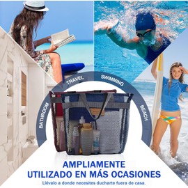 Bolsa de Ducha de Malla, 2PCS Organizador de Malla Portatil, Bolsa de Aseo Colgante de Secado Rápido con Bolsillo, Gran Capacidad, para la Viaje, Gimnasio, Natación, Playa (Borgoña/Azul Oscuro)