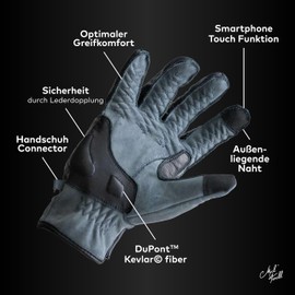 Mycl Turell Motorcycle Gloves Cross Stitch - Men's Motorcycle Gloves - Genuine Leather - Gloves Men's Motorcycle Touring with Gel Padding (Stone, XXL)