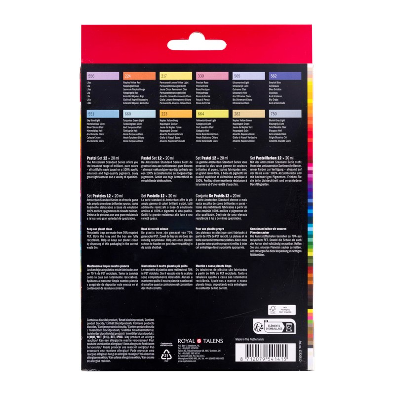 Amsterdam Acrylic Paint Set 12 x 20 ml Soft Pastel