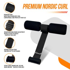 Nordic Curl, Hamstring Curl Strap, 5 Second Setup Nordic Curl, Rated for 420 pounds, Used for Hamstring Curls, Spanish Squats, Ab Workout