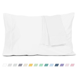 Cotton Pillow Cases King Size Set of 2, 20 by 40 inches King Pillow Cases, White King Pillow Cases, King Pillowcases Cotton Percale Weave Pre-Shrunk Breathable and Hypoallergenic