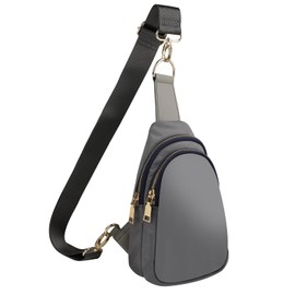 MEEJUNE Small sling bag for Women Nylon Crossbody Fanny Packs Purses chest Bag with adjustable shoulder strap (Grey)