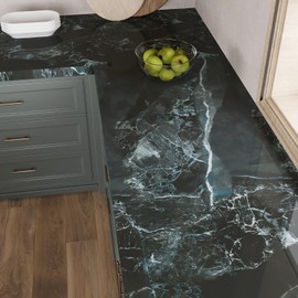 VEELIKE Antique Emerald Black Marble Contact Paper for Countertops Waterproof Peel and Stick Countertops for Kitchen Bathroom 15.7''x118'' Glossy Dark Green Marble Countertop Vinyl Laminate Sheet