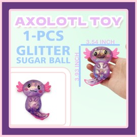ZTATU Axolotl Toy Stress Balls for Adults (1PCS) Squishy Fidget Toys Sugar Ball, Squishy Balls for Kids Stress Relief Toy, Animals Toys Party Favors Stress Ball Easter Basket Stuffers (Purple)