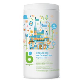 Babyganics All Purpose Surface Wipes, 75 ct, Plant Based and Non-Abrasive, No Ammonia, No Bleach, Packaging May Vary