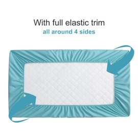 NTBAY 2 Pack Waterproof Mini Crib Mattress Protector, Quilted 24"x38" Fitted Mattress Cover - Machine Washable - Soft and Breathable Baby Mattress Pad Sheet for Mini Crib and Baby Playards, Aqua