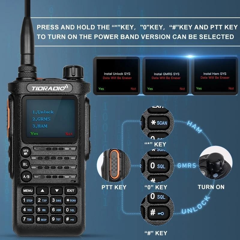 TIDRADIO TD-H8 (2nd Gen) GMRS/ Ham Radio 10Watt Long Range