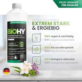 BiOHY Bodenreiniger f√ºr Wischroboter Station mit Fr√ºhlingsduft (12 x 1 Liter) + Dosierer | Reinigungsmittel Konzentrat f√ºr alle Wisch & Saugroboter mit Nass-Funktion | Schaumarm & Streifenfrei