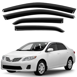 GrandWheel Co Smoke Tinted Tape-On Side Window Vent Visor Deflectors Rain Guards Compatible with Toyota Corolla 2009-2013 - 4pcs. GW0305
