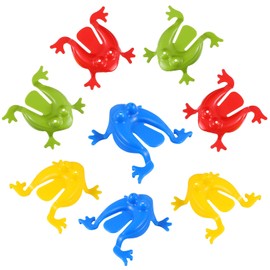 Ipetboom Frog Bouncing Game: 12-Piece Toy with 1 Bucket 1 Set Funny Educational Toys Party Gifts Plastic Toy Bouncy Frog Party Game Frog Sliding Toy Assorted Colours