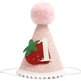 BOOMPA Strawberry Berry Themed Hat - First Birthday Celebration Hat - Cute And Stylish Handcrafted Sweet Berry Hat - Unique Strawberry Party Headwear - Perfect Accessory For A Sweet Strawberry Themed Part