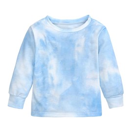 MYGBCPJS 2Pcs Kids Girls Tie Dye Sweatsuit Child Cotton Long Sleeve Outfits Set Sport Tracksuit Tops + Sweatpants, Blue-white, 8-9 Years