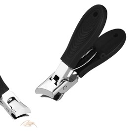 Wide Mouth Nail Clippers, 3.07x0.75 Inch Splash-Proof Angled Head Nail Clipper Wide Jaw Opening Fingernail Pliers Thick Toe Toenail Trimmer Pedicure Manicure Tool for Seniors Men Women (Black)