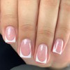 Square Press on Nails White French Tip Fake Nails Pink