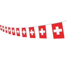 Switzerland Swiss String Banner Flag,5.5 x 8.2 Inch String Banner,Indoor and Outdoor Party Decorations,16 ft 20 Mini Flags.