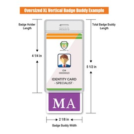 5 Pack - Oversized MA Badge Buddy Vertical - Extra Large Badge Buddies Role I’D Backer Card for Medical Assistants - 2 1/8 X 5 1/2 - Wear with I’D Holder - USA Printed by Specialist ID (Purple)