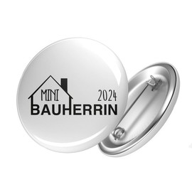 Huuraa Button Mini Bauherrin 2024 House Badge 59 mm with Motif for Builders, Metal