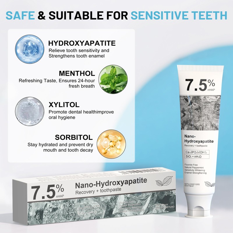 Hydroxyapatite Toothpaste for Advanced Enamel Protection, Fluoride-Free Nano Hydroxyapatite Toothpaste,
