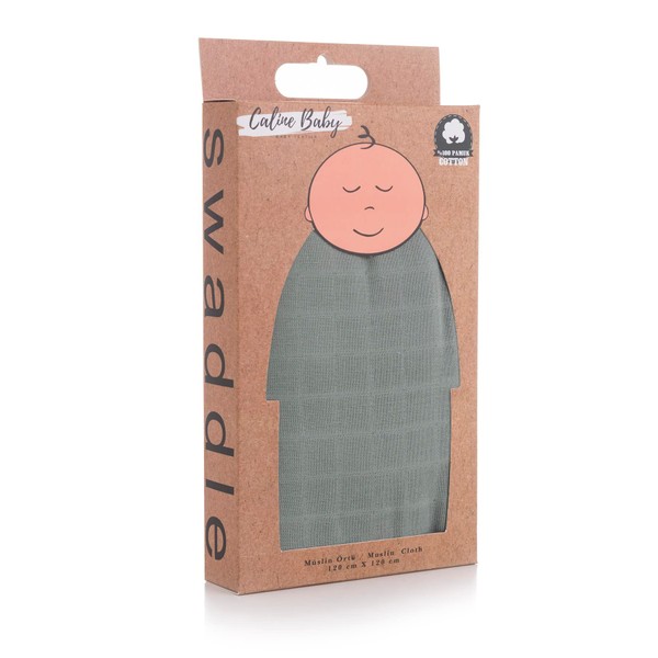 Caline Baby Müslin Bezi Örtü Düz Renk - Buzdağı Yeşili