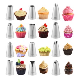 12PCS Piping Tips Set, Food Grade and Premium Stainless Steel Large Piping Tips for Baking Cupcakes, Cake Decorating, Pastries, Sturdy and Long-lasting