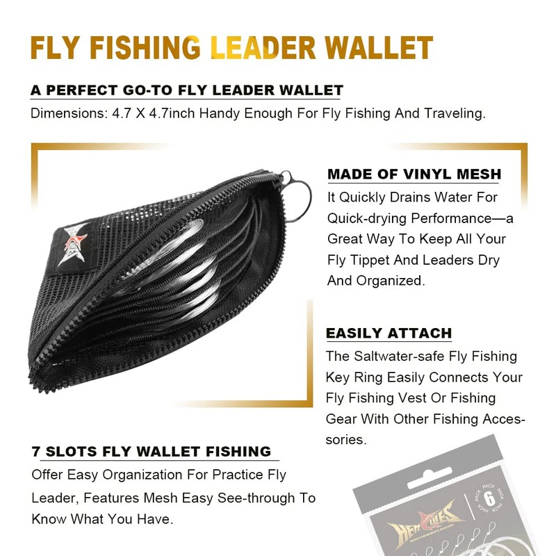 HERCULES Pre-Tied Loop Fly Fishing Leader 6 Pack with Tapered