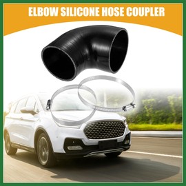 Motoforti 1 Pc 3.5" ID to 4.02" ID Universal 90 Degree Elbow Silicone Hose Coupler - Car Turbo Intercooler Intake Piping Hose - Silicone Black Long-lasting