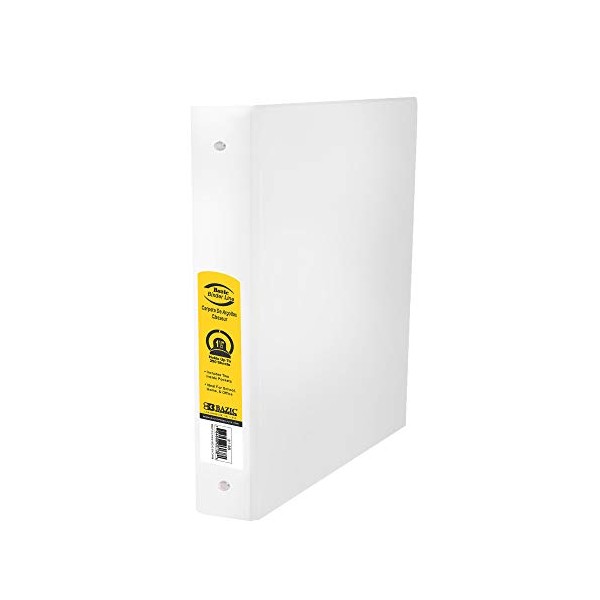 BAZIC 3 Ring Binder 1.5" Economy Binders Organizer - White,