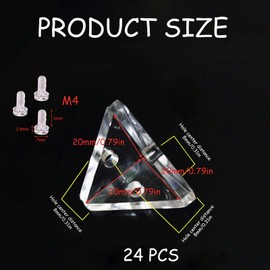 24 Sets Assemble Clear Display Box Corner Joint with Screws, Transparent Acrylic Triangle Connectors, Clear Corner Brace for Reinforcement Connection Furniture