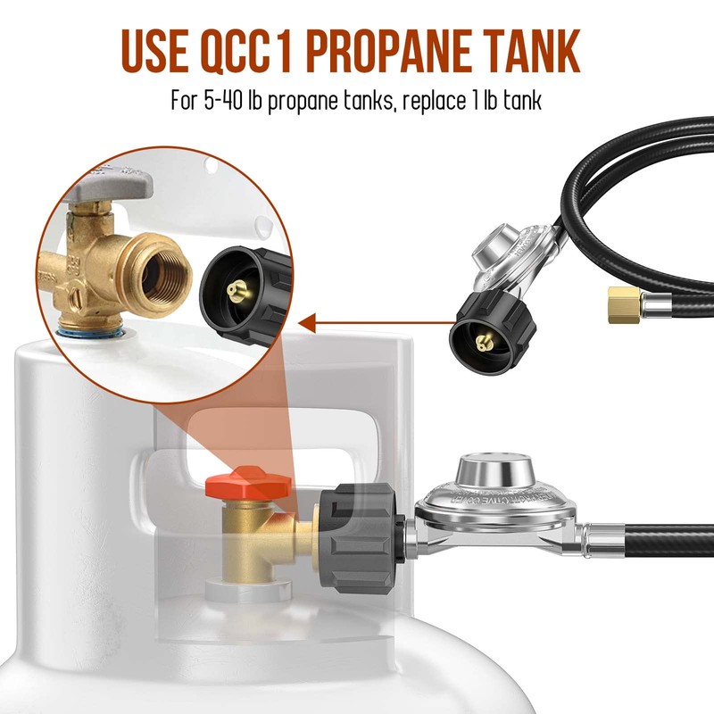 12FT Propane Hose with Regulator, 3/8" inch Quick Connect Disconnect