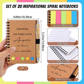 60 Pcs Employee Appreciation Gifts Inspirational Spiral Notebooks with Sticky Notes Notepads Encouragement Bamboo Pens Bulk Wooden Motivational Keychains for Coworkers Teacher (Sometimes)
