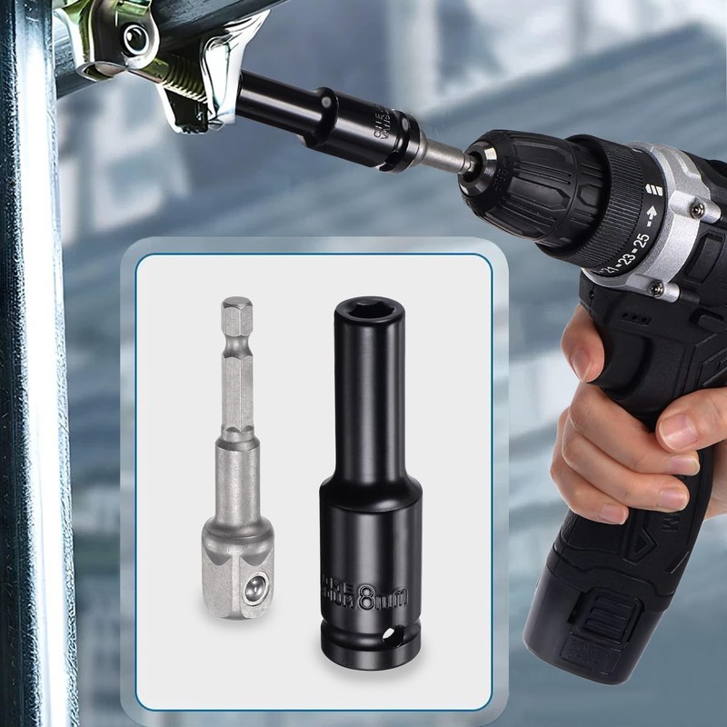 LEPEVNEY 1/2" Drive Socket Accessory Set 15mm Deep 6-Point Impact
