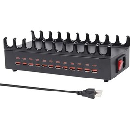 300W Charging Station for Multiple Devices,24 Ports USB Fast Charger, Multi Charger Station Organizer Compatible with Smart Power Delivery,Phone,Tablet,Charging Station for Home,Office,School