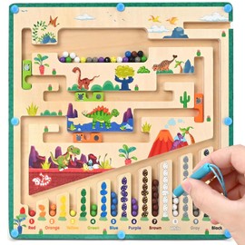 Dilightnews Montessori Toy, Magnetic Game Labyrinth, Montessori Toy from 3 Years, Magnetic Toy Children, Dinosaur Toy from 3 Years, Girls Boys 4 5 6 Years, Dinosaur Theme