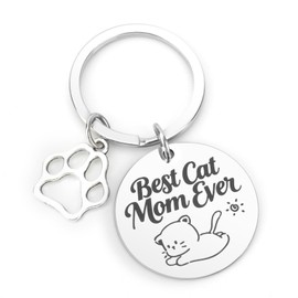 QONCV Cat Mom Mothers Day Gifts, Best Cat Mom Mother Keychain Christmas Easter Gifts for Women Cats Lovers Cats Owner Presents