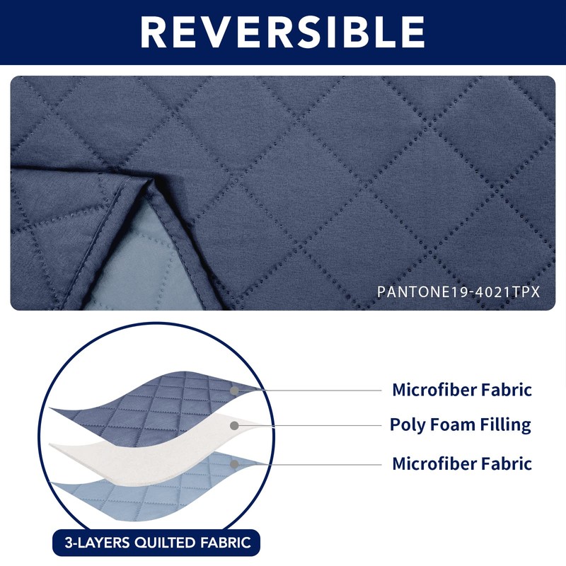 PureFit Water Resistant Reversible Loveseat Recliner Couch Cover for Double
