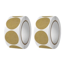 JIHUOO 2 Rolls 1 Inch Round Kraft Paper Stickers Blank Circle Label Stickers Color Coding Label Dots Envelope Seal Stickers Gift Packaging Stickers